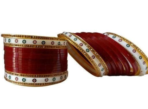 Punjabi Indian Bridal Red Suhagan Chuda Bangles, Newly Married
