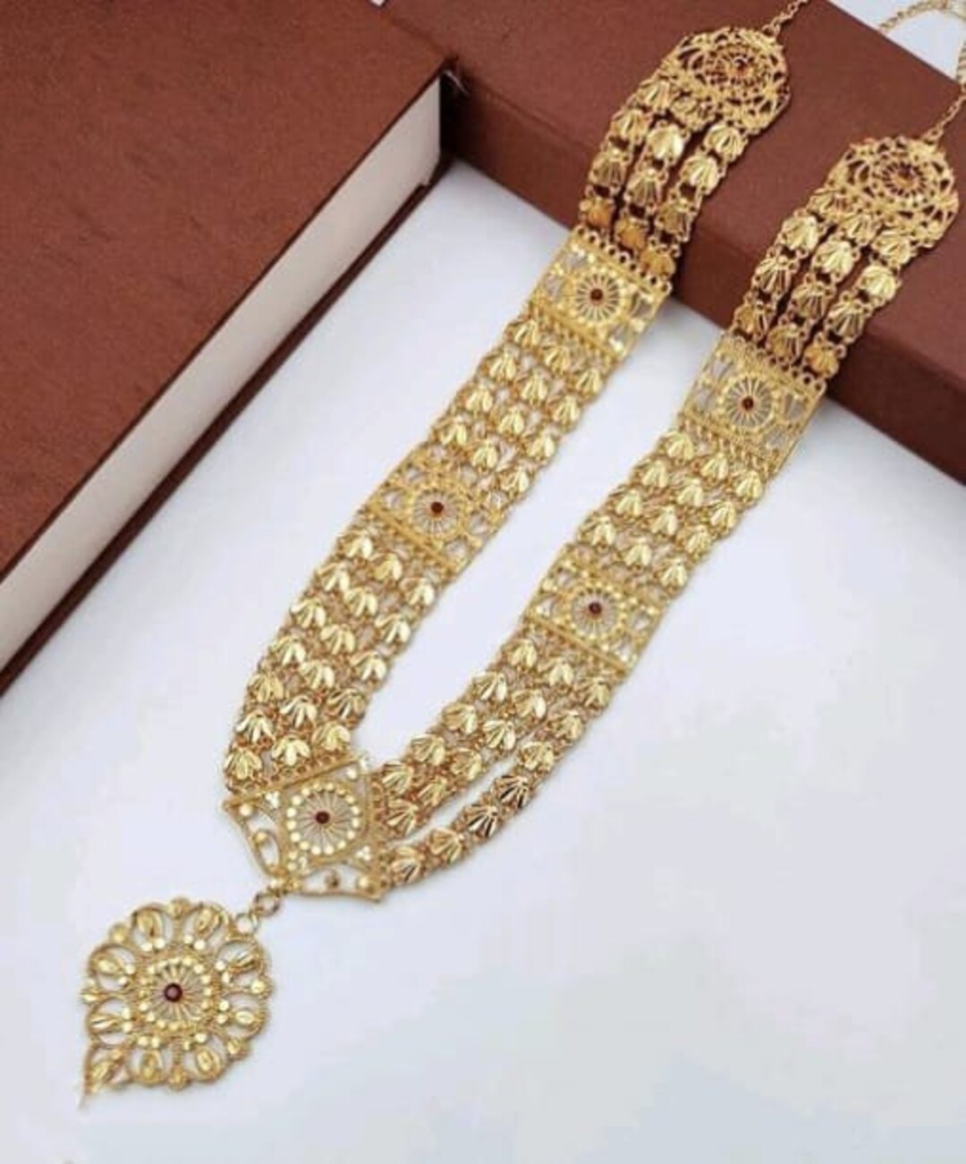 Victoria Style Long 1gram Gold Haar, Long Chain South Indian