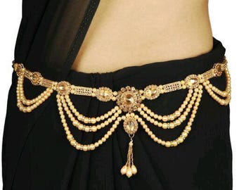 Sabyasachi Designer Kundan Gold Plated Kundan Studded Kamarband, Adjustable Hip Belt, Traditional Kundan Waist Belt, Belly Chain Kamarbandh