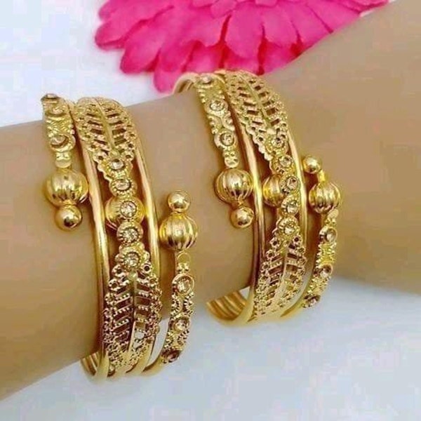 Rajwadi Kadali Bracelet Gold Plated Kangan Kada For Women/ Indian Bangles Set/ Indian Kada Set/ Oxidized Bangles Set/ Bollywood Bangles