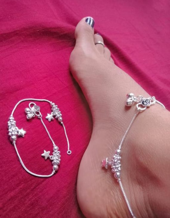 Silver Polish Anklets, Ghungroo Silver Platted Big Payal Anklets