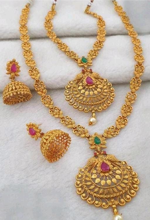 Antique Gold Matte Finish Golden Temple South Indian Bride Jewelry