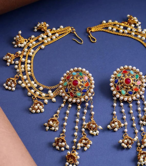 Multicolored Bahubali South Indian Matte Finish Gold Plated Sahara