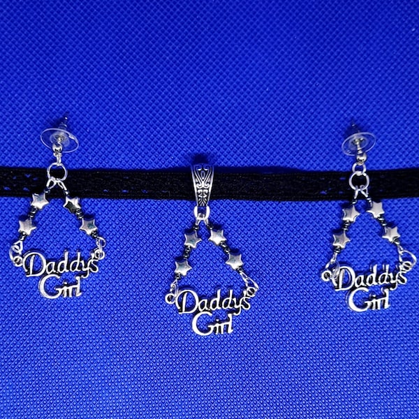 Daddy's Girl 15" Lace Choker & Earring Set - Babygirl, Kidcore, Unique Day Collar