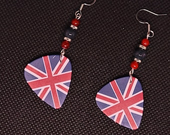 Union Jack Guitar Pick Earrings - Rock Your British Style