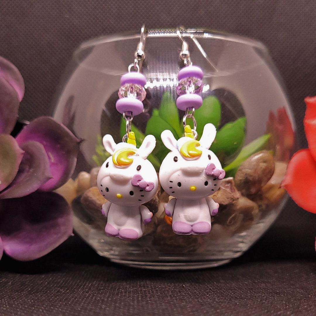 Repurposed Toy Earrings Kitty Cat Unicorn Caticorn Character Etsy