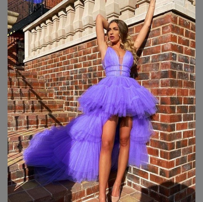 Free Shipping High low Feather Prom Dresses Ostrich Appliqued Short Front  Long Back Ostrich Feather Dresses Formal Dresses - AliExpress