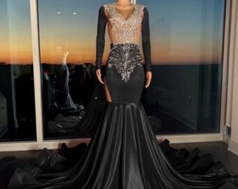 black sheer formal dress