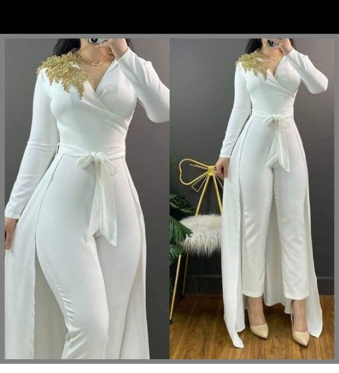 Mono de negocios para mujer, mono amarillo Formal de manga larga para  invitados de boda, mono general, traje de gelb, traje de negocios, regalo  para ella -  México