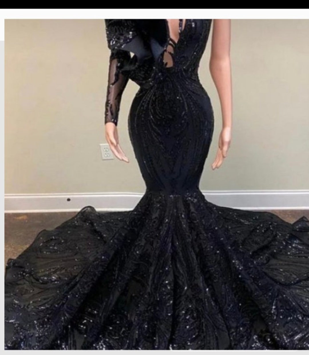 Ovlias Sexy Yellow Sequin Strap Mermaid Prom Dress Beaded with Slit PD0445 main image 0