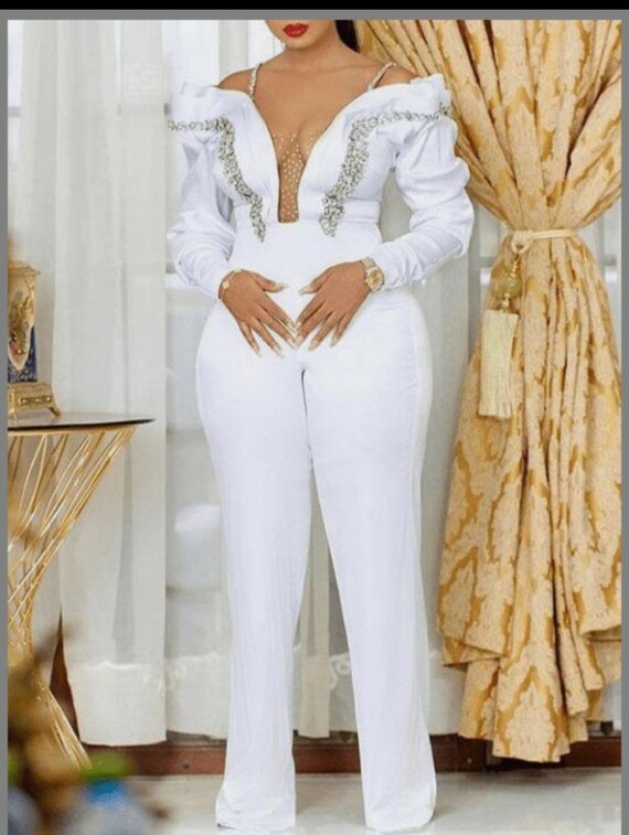 Elegant White Jumpsuit White Jumpsuit Elegant Bridal Jumpsuit