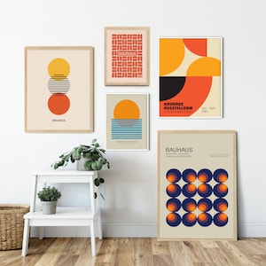 Bauhaus Print Set, Set of 5 Print, Eclectic Wall Set, Gallery Wall Art, Bauhaus Paintings, Download Art Print