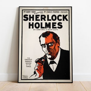 Sherlock Holmes Poster, Vintage Poster, Printable Art, Download Art Print, Scherlock Old Poster