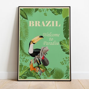 Brazil Art Print, Travel Poster, Vintage Art Print, Home Wall Art, Download Art Print