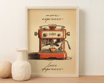 Vintage Coffee Wall Art Printable – Retro Kitchen Decor – Espresso Cafe Poster – Instant Download
