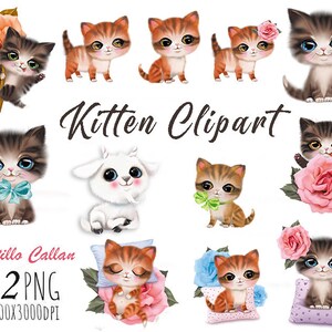 Funny Cats Clipart , Kittens, Digital Clip Art, Instant Download, 300dpi