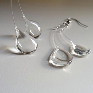 Handmade Long Raindrop Earrings: UV Resin, Stainless Steel Hooks