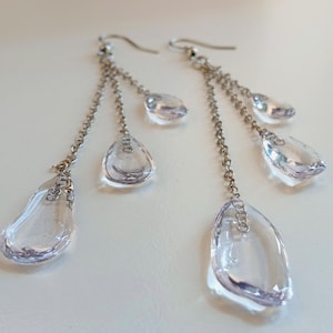 Handmade Raindrop Earrings: UV Resin Water Drop, Stainless Steel Hooks