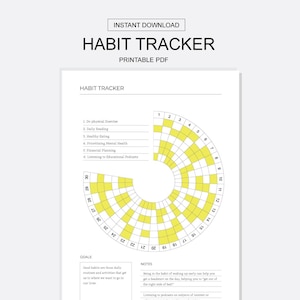 Circle Habit Tracker - Printable Monthly Habit Track - Motivation Planner - Habit Challenge - Tracker printable - Motivation Planner
