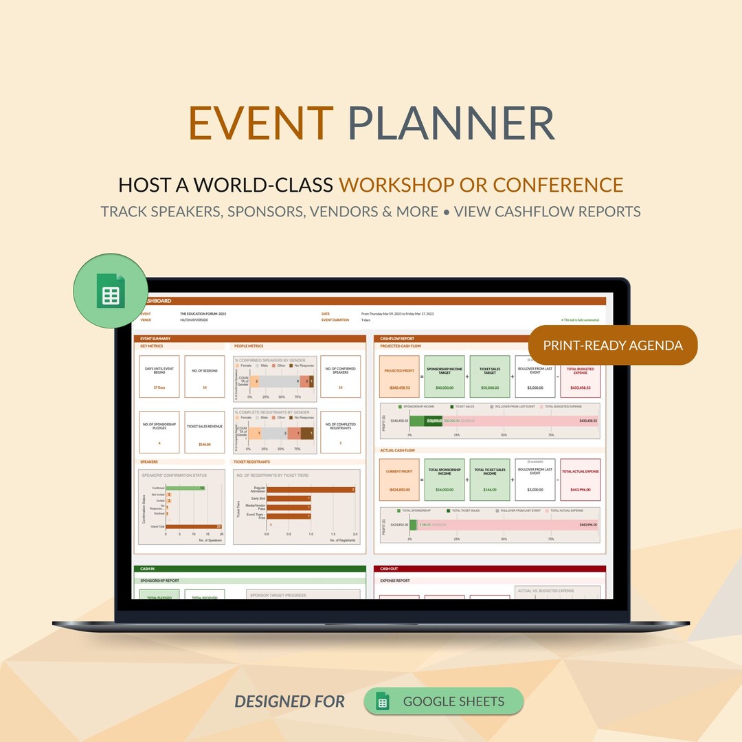 Event Planner Template, Google Sheet Plan Event, Manage Budget