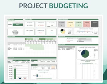 Excel Project Management & Budgeting Template | Expense Planner Dashboard Spreadsheet