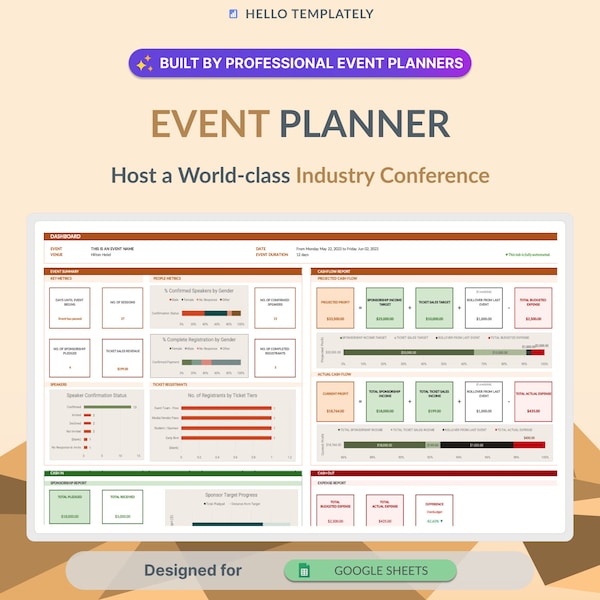Event Planner Template, Google Sheets | Seminar, Conference Organizer, Workshop Planning, Manage Budget, Track Speakers, Sponsors, Vendors