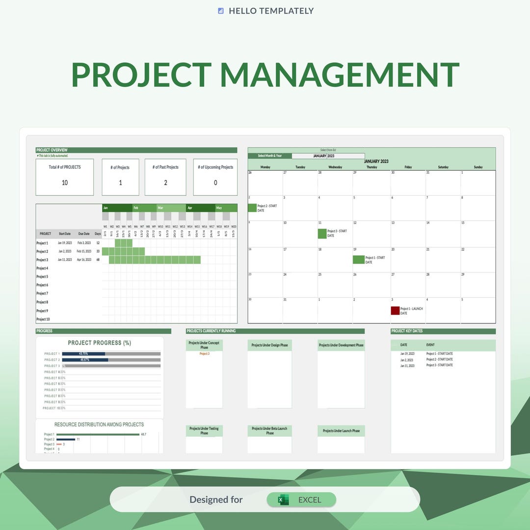 Project Management Template, Excel | Task Manager, to Do List, Team ...