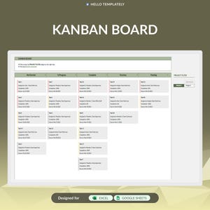Kanban Board Template, Google Sheets Excel | To Do List, Task Priority, Client Tracker, Task Tracker, Project Management, Task Planner