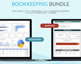 Business Buchhaltung Bündel | Verfolgen Sie Gewinn, Umsatz, Aufwand | Lagerbestand, Kauf- und Verkaufsaufträge | Buchhaltung Google Sheet Template