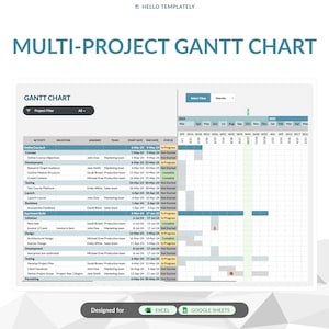 Gantt-diagram voor meerdere projecten, Google Spreadsheets en Excel | Taaktracker, projectbeheer, visualisatie projecttijdlijn, tool voor projectmanager
