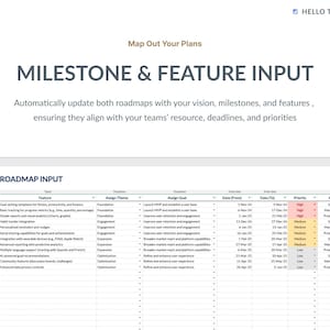Product Roadmap Template for Google Sheets | Agile Release Timeline ...