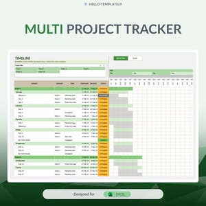 Multi Project Tracker, Excel | Project Management Dashboard, Workload, Resource Planning, Gantt Timeline, Kanban, Task Manager, To Do List