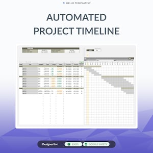 Automated Project Timeline Excel Template | Visual Schedule Tracker & Work Roadmap Dashboard