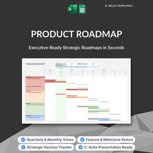 Product Roadmap Template for Excel Google Sheets | Agile Sprint Release Timeline & Kanban Dashboard