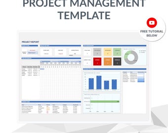 Project Management Dashboard Template in Google Sheets, Excel | Project Tracker, Gantt Chart, Kanban Board, Task Tracker, Portfolio