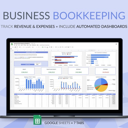 Small Online Business Bookkeeping Dashboard Google Sheets Etsy