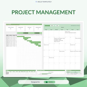 Szablon zarządzania projektami, Excel | Menedżer zadań, Lista rzeczy do zrobienia, Śledzenie obciążenia pracą zespołu, Planer projektów, Oś czasu, Wykres Gantta, Tablica Kanban