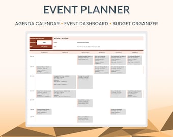 Event Planner Google Sheets Excel Template | Corporate Conference Seminar Dashboard Calendar Expense Budget