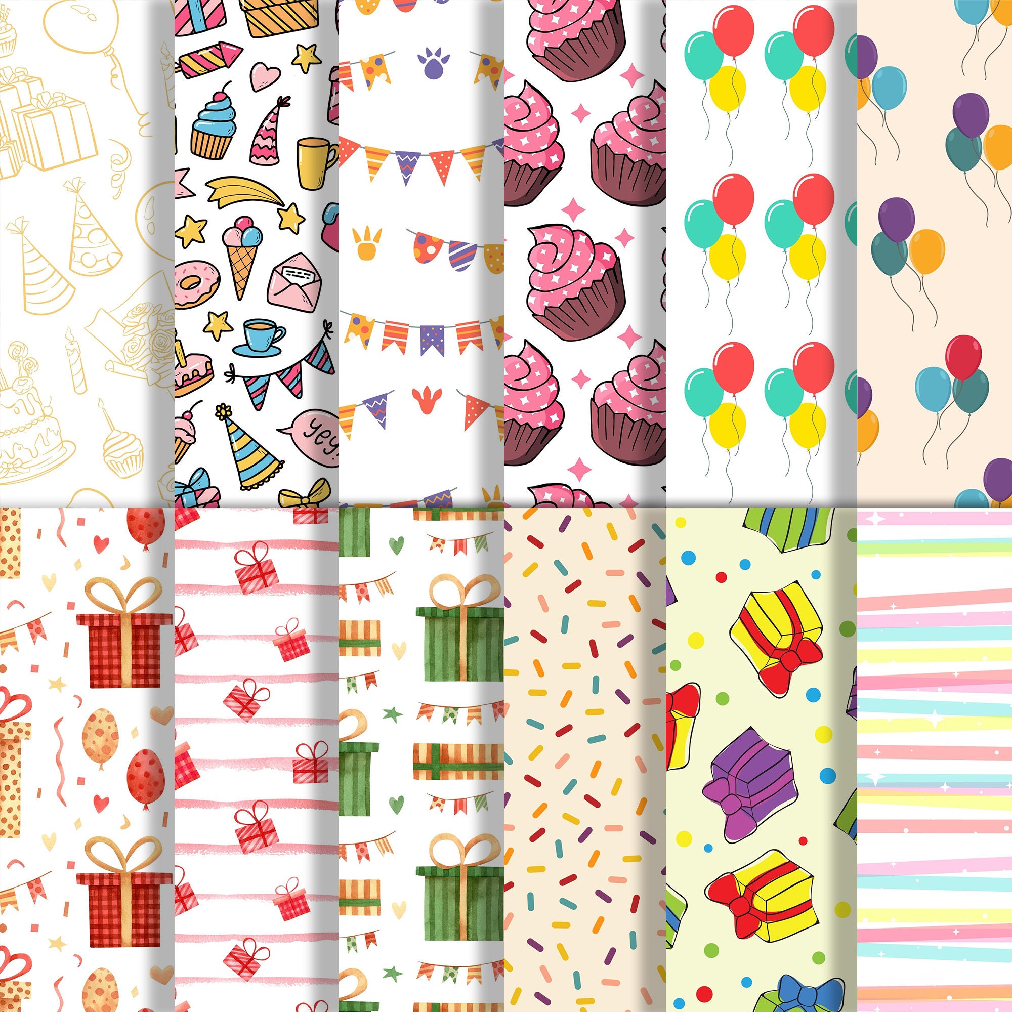 Happy Birthday Digital Paper,birthday Party Papers,scrapbook Paper for ...