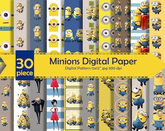 Minions Digital Paper,Minions Packing Paper,Minions Birthday Digital Paper,Minions Animation,Minions Scrapbooking,Minions Clipart