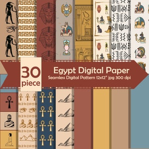 Egypt Digital Paper, Egypt Clipart, Hieroglyphics Scrapbook Paper, Papyrus Vintage Antique Egypt Patterns, Egyptian Digital Paper,Egypt God