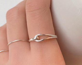 Ineengestrengelde dubbele bandring sterlingzilver – minimalistisch gekoppeld lusontwerp, alledaagse moderne ring, cadeau voor haar | Cultmystiek
