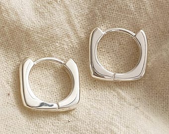 Square Silver Huggie Hoop Earrings – Minimalist Sterling Silver Hoops, Geometric Modern Silver Earrings Gift for Her | Cult Mystique