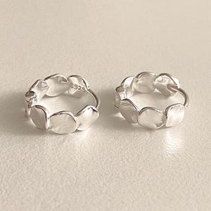 Organic Petal Silver Huggie Hoop Earrings – Sculptural 12mm Sterling Hoops, Modern Minimalist Earrings Gift for Her | Cult Mystique