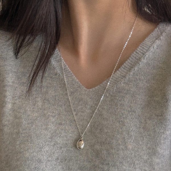Long Teardrop Pendant Necklace Sterling Silver – Minimalist 60cm Layering Necklace, Dainty Drop Necklace, Gift for Her | Cult Mystique