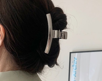 Sleek Metal Hair Claw Clip, Gold Silver Hair Clip, Minimalist Hair Claw, Metal Hair Clip, Hair Accessories for Her, Cult Mystique [021]