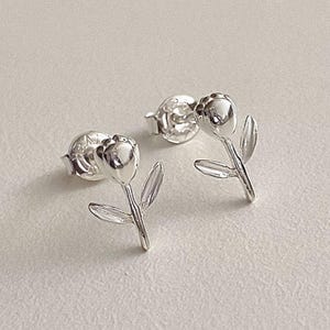 Bud Flower Stud Earrings Sterling Silver – Minimalist Blossom-Inspired Floral Studs, Petite Gift for Her, Everyday Jewellery | Cult Mystique