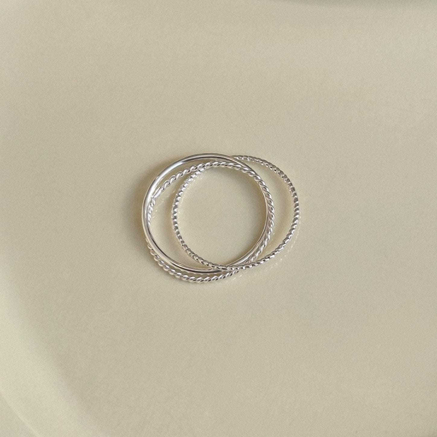 Interlocked Stackable Rings Trinity Interlocking Stacking Ring Sterling Silver – Dainty Thin Linked ...