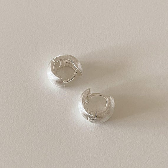 Matte Mini Bold Classic Huggie Hoop Earrings Sterling Silver – Small Chunky Hoops, Minimalist Everyday Earrings, Gift for Her, Cult Mystique