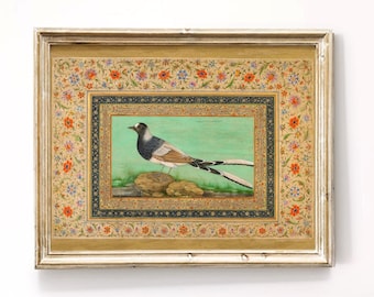 Traditional Persian prints, Mughal Art prints, antique bird prints, Mansur prints, Persian art, antique bird print, maximalist decor